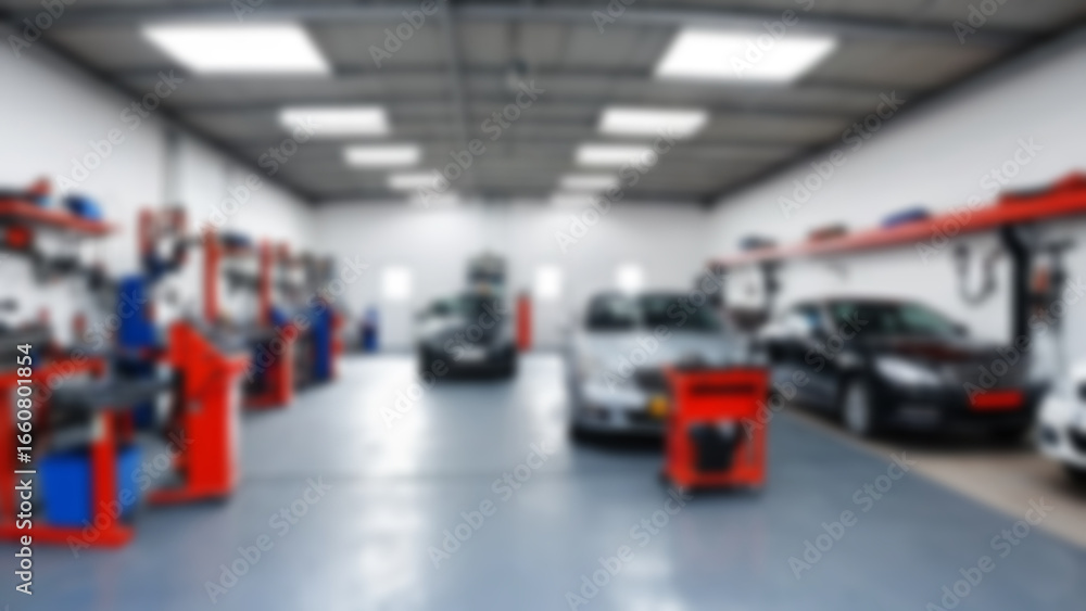 custom made wallpaper toronto digitalblurry image of the interior of a modern car repair shop, there is a car being repaired, without any people, blurry wallpaper.