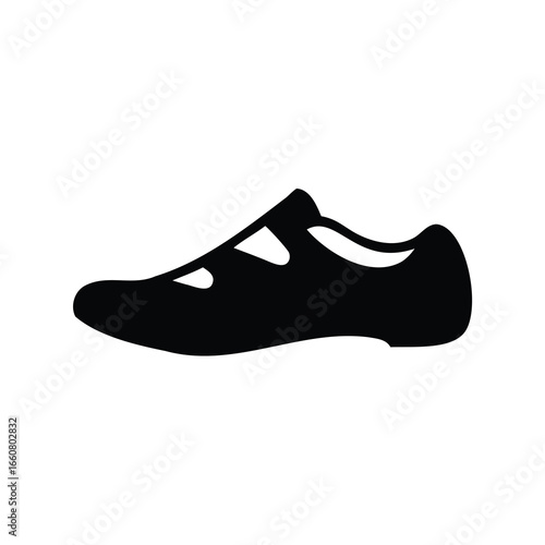 Stylish black cycling shoe with ventilation holes on a white background
