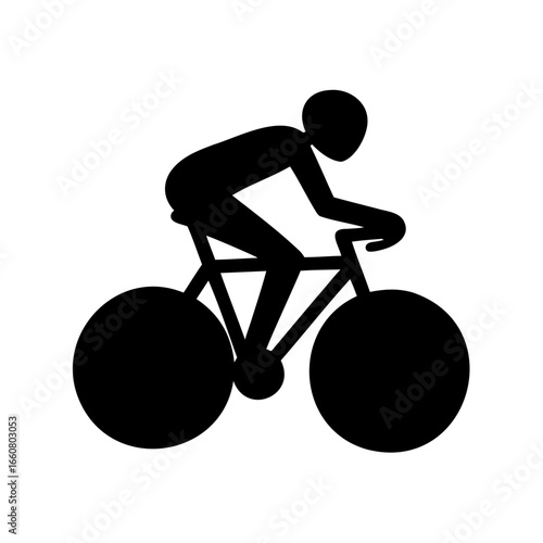 Silhouette of a cyclist on a bicycle, pedaling on a road bike
