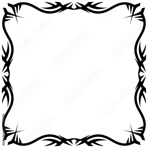Intricate black frame design with sharp edges, ideal for artistic presentations or invitations