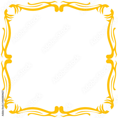 Elegant yellow decorative frame with intricate swirls, perfect for invitations or announcements
