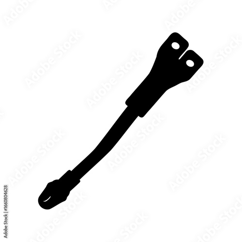 Black Silhouette of a Mechanical Component, Possibly a Linkage or Connector