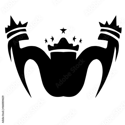 Abstract crown design featuring stylized elements with stars, suitable for creative projects