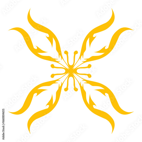 Vibrant yellow butterfly design with intricate wing patterns on a clean white background