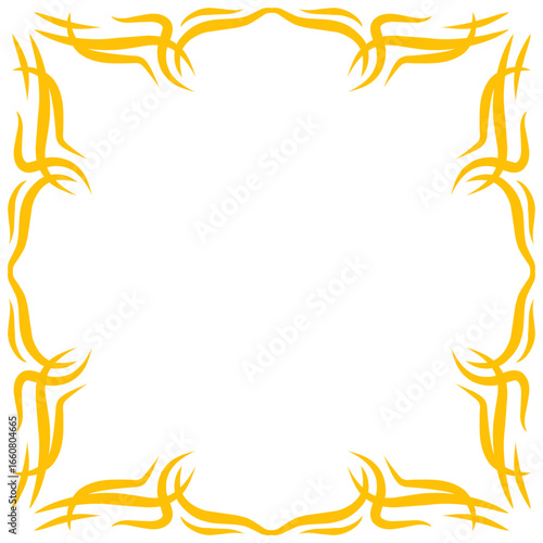 Ornate yellow frame design with intricate swirling patterns, suitable for invitations or artwork displays