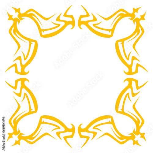 Abstract yellow tribal design forming a decorative frame, ideal for backgrounds or artwork