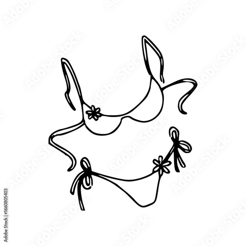 minimalist line art of a beachwear set