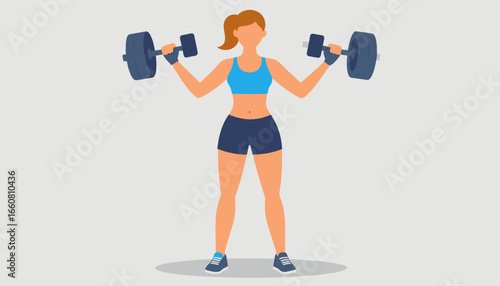 Athletic woman lifting dumbbells, illustrating fitness, strength training, and healthy lifestyle concept