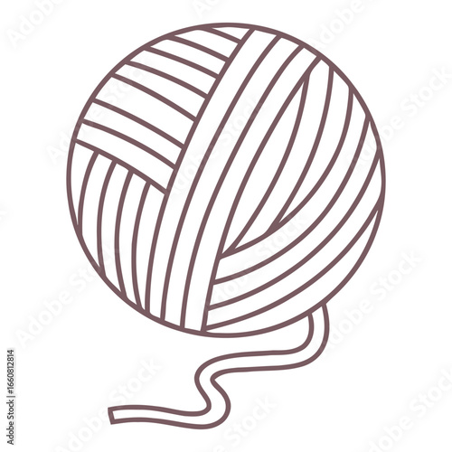 Vector illustration of a yarn ball with thread, representing knitting, crochet, handmade crafts, and hobbies.