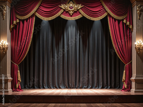 The retro ballet stage setting, with classic European style, sets the stage for a gorgeous performance of timeless elegance.