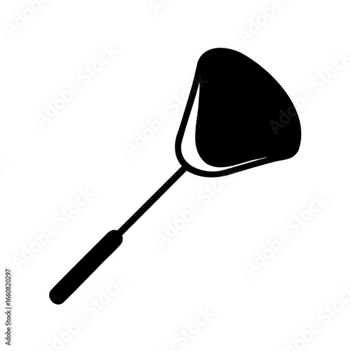 Simple minimalist illustration of a cooking spatula with a long handle design