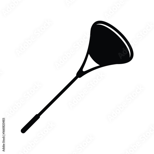 Simple black and white illustration of a pond net for skimming debris