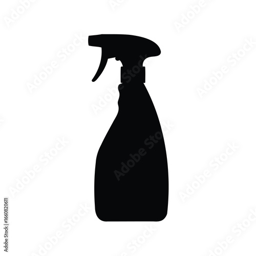 Silhouette of a cleaning spray bottle isolated on a white background