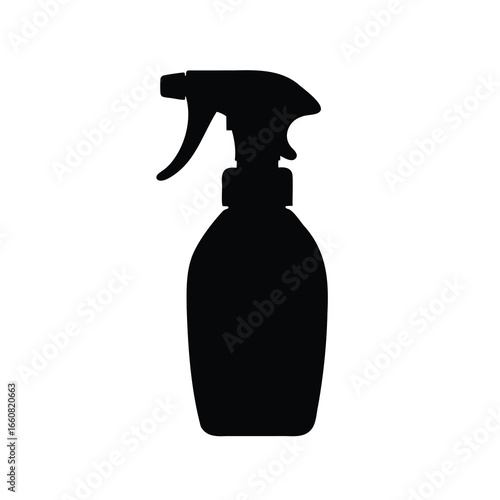 Simple black silhouette of a spray bottle used for cleaning purposes