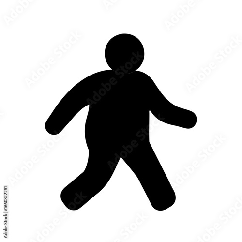 Simple Black Silhouette of a Walking Person Icon Vector Illustration for User Interface, Navigation, or Informational Graphics