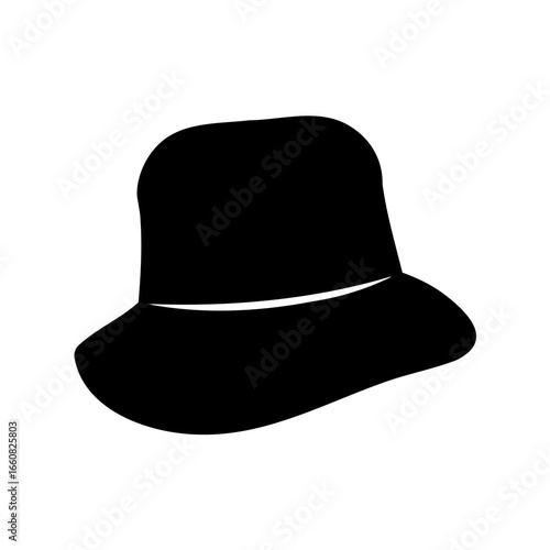 Bold black silhouette of a fedora hat with stylish brim and band