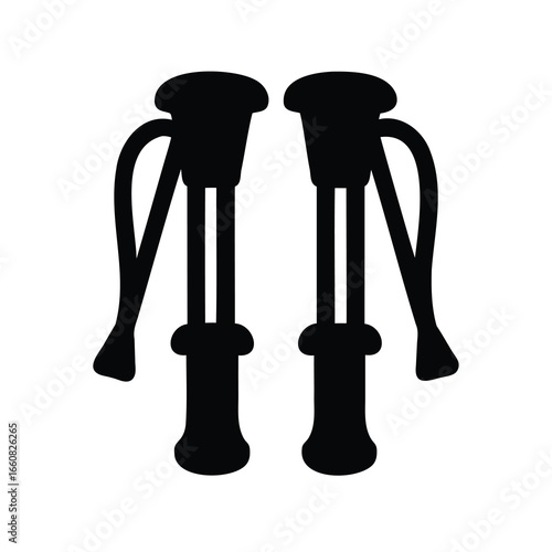 Black silhouette image of mobility walking sticks used for elderly people