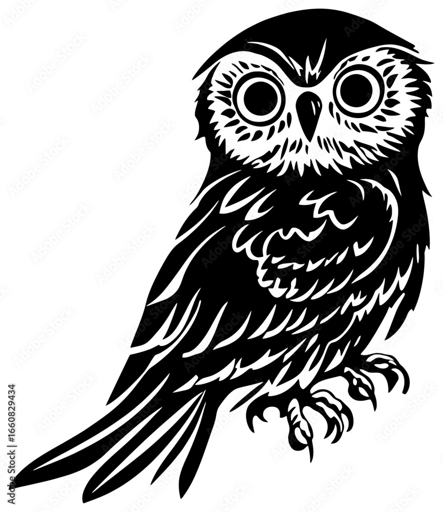 Obraz premium Owl Silhouette Poised for Midnight Flight