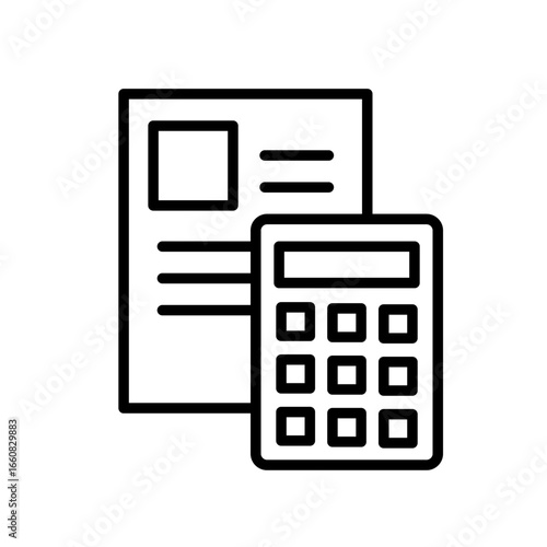 見積のアイコン　書類　電卓　資料　モノクロ　素材　イラスト