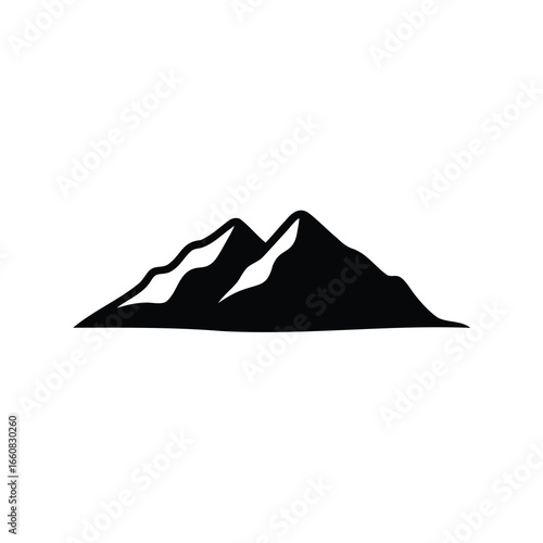 Black and white mountain range silhouette with two prominent peaks
