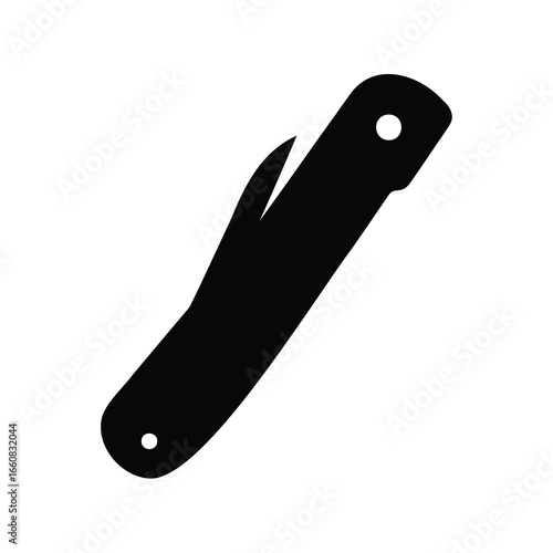 Simple black and white illustration of a folding pocket knife design