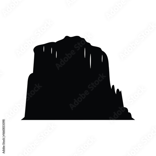 Monochromatic Silhouette of a Large Mountain with Sharp Edges and Cliff Faces