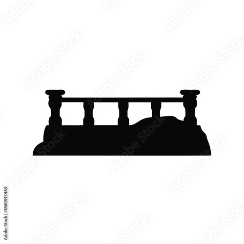 Silhouette of a Stone Balcony with Detailed Pillars and Decorative Elements