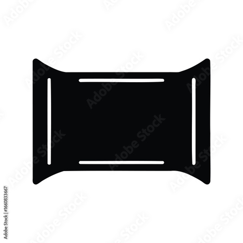 A simple black and white illustration of a candy wrapper silhouette