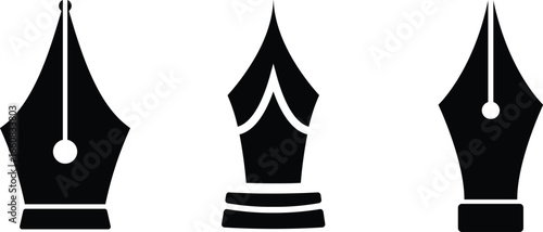 Pen nib icon set.fountain pen tool icon. vector element can be used for nib feather pen designed concept from education collection.Fountain pen nib glyph vector, sign, symbol, logo, illustration.