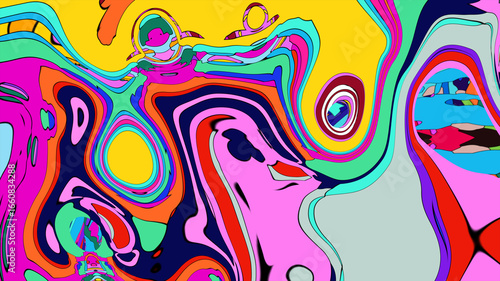 Colorful, abstract, fluid, and geometric background for a music festival