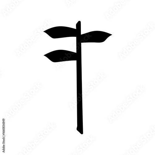 Silhouette of a direction signpost