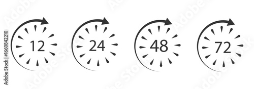 12 hours service icon. 12 hours service duration sign.