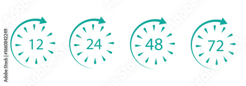 12 hours service icon. 12 hours service duration sign.