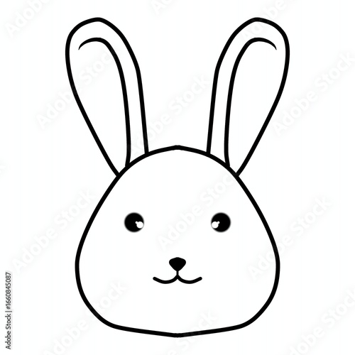 Cute Rabbit Face Line Drawing