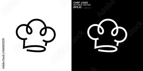 Chef hat logo. Cooking, kitchen, equipment. Vector icon symbol template EPS 10.