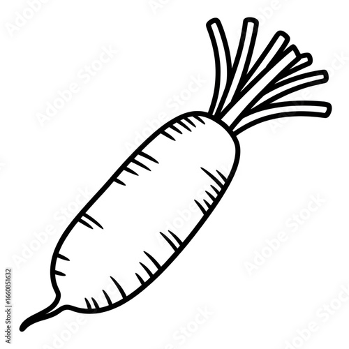 A black and white daikon illustration line art of a coloring page 