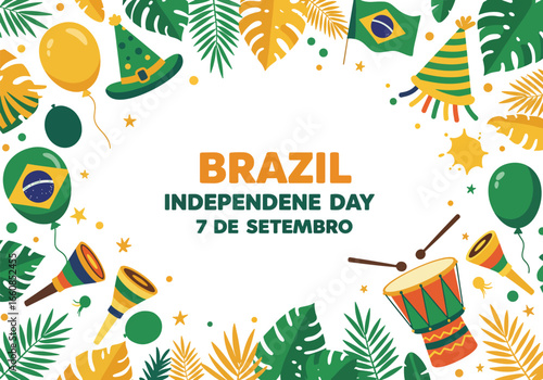 Brazil Independence Day Celebration with Festive Elements.