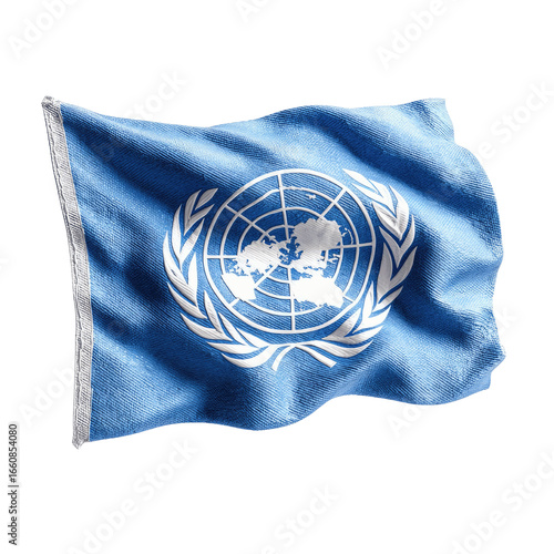 Waving United Nations Flag Symbol of Global Unity
