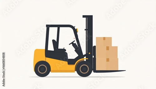 Wallpaper Mural Simple illustration of a forklift carrying a cardboard box with a plain background representing warehouse logistics and material handling equipment Torontodigital.ca