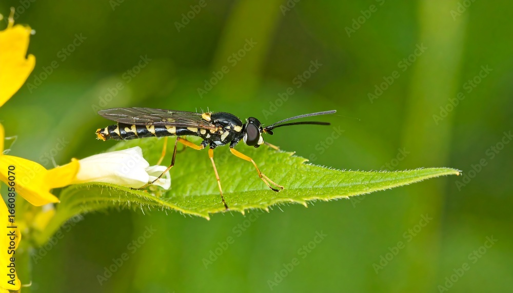 Fototapeta premium A fly on a leaf, close-up