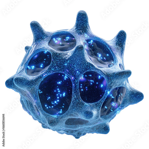 Abstract 3D Render of a Glowing Blue Cellular