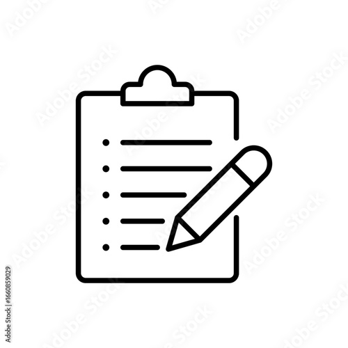 Fitness program icon. Simple outline style. Fitness plan, list, document, workout, gym, health, sport, training, exercise, healthy concept. Thin line symbol. Vector isolated design