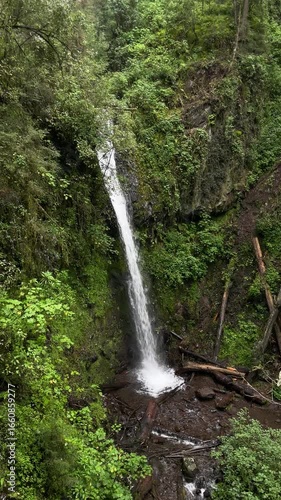 Waterfall in the forest in rainy day