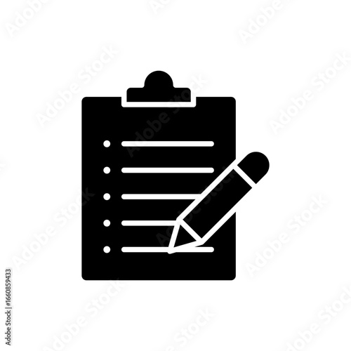 Fitness program icon. Simple solid style. Fitness plan, list, document, workout, gym, health, sport, training, exercise, healthy concept. Silhouette, glyph symbol. Vector isolated design