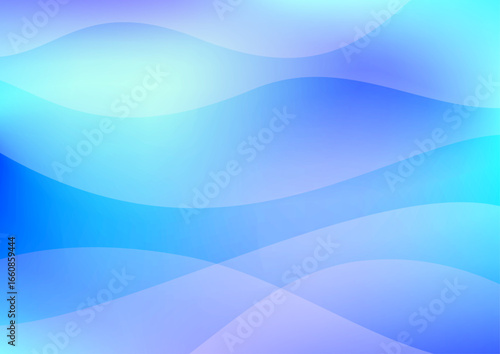 青を基調とした抽象的な波模様のグラデーション背景。流れるような曲線と透明感のあるデザインが特徴的な、未来的で爽やかな雰囲気の抽象アート背景素材