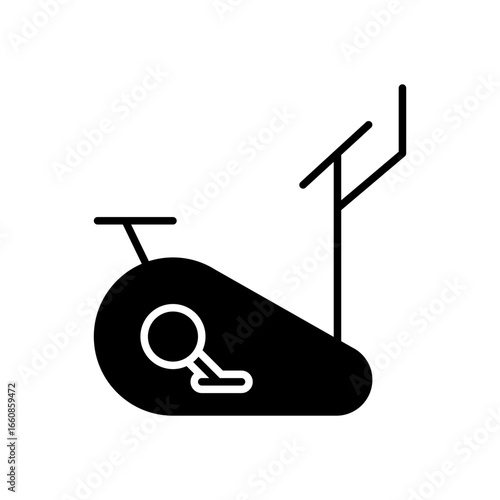 Exercise bike icon. Simple solid style. Gym, bicycle, cardio, training, stationary, fitness, workout, indoor, health, sport concept. Silhouette, glyph symbol. Vector isolated design