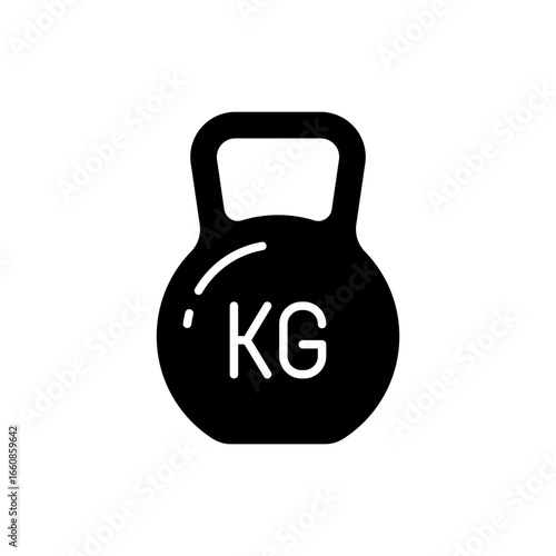 Weight kg icon. Simple solid style. Weight for sport badge, heavy, kilo, product, sport, label, health, iron, dumbbell, measurement concept. Silhouette, glyph symbol. Vector isolated design