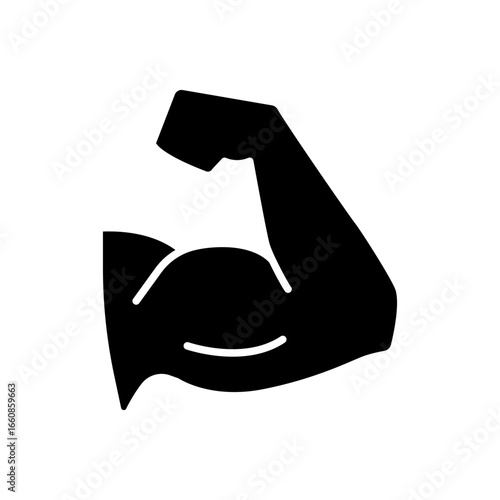 Arm icon. Simple solid style. Muscle, strong, power, protein, strength, bicep, man, hand, flex, body, muscular, exercise, health concept. Silhouette, glyph symbol. Vector isolated design