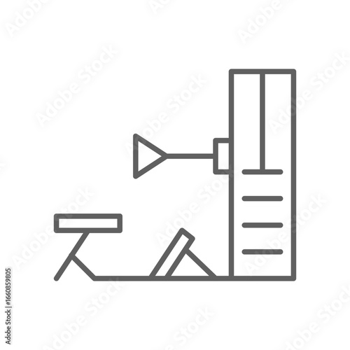 Cable row machine icon. Simple outline style. Fitness, gym, training, exercise, workout, machine, muscle, bodybuilding, equipment concept. Thin line symbol. Vector isolated design editable stroke