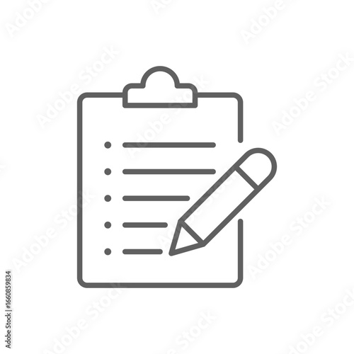 Fitness program icon. Simple outline style. Fitness plan, list, document, workout, gym, health, sport, training, exercise, healthy concept. Thin line symbol. Vector isolated design editable stroke